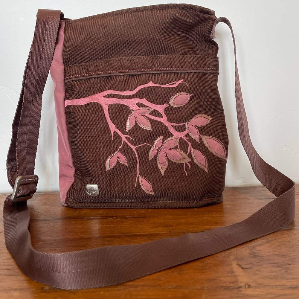 Rumi Haiku by Sharon.Eisenhauer, inc crossbody bag brown pink CYCLEPET fabric